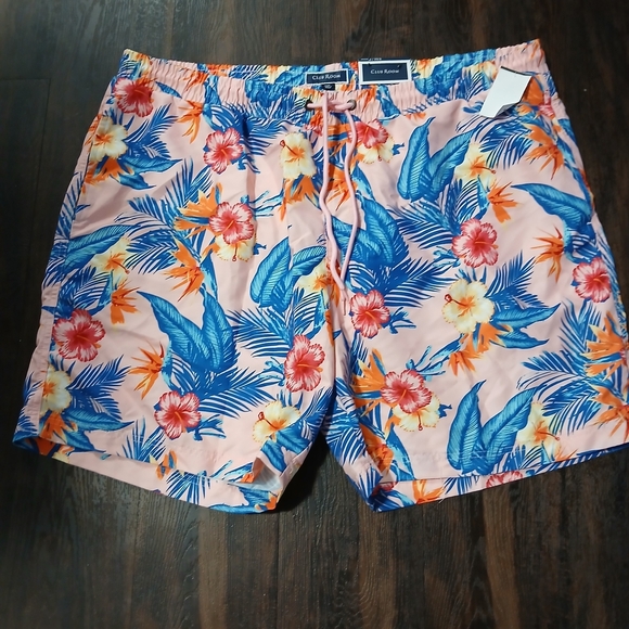 Club Room‎ Pink and Blue Swim Trunks Vibrant Floral Design - Picture 5 of 6